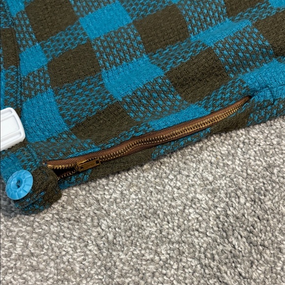 Blue and Brown Checkered Vintage Pencil Skirt - Picture 3 of 12